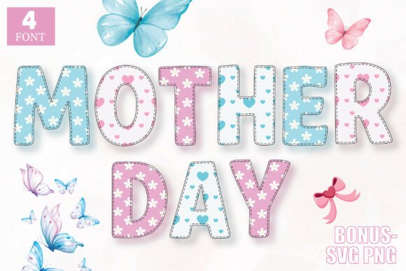 Mother Day Flower Heart Font for Handmade Love